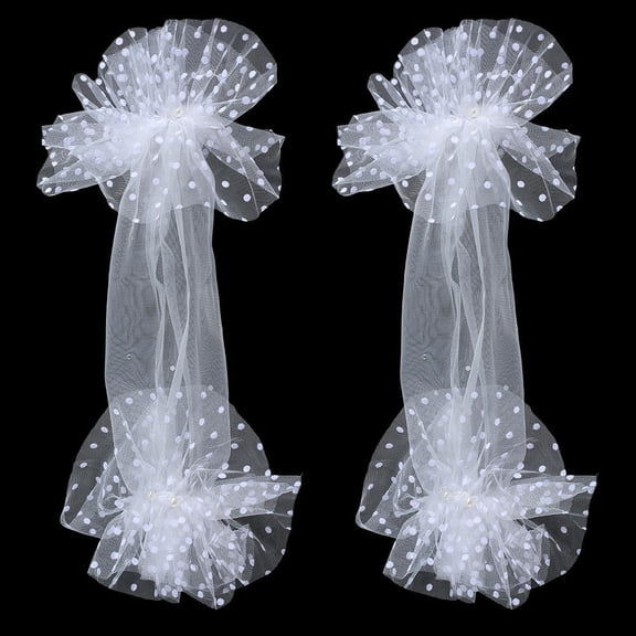 2 Pairs Wedding Lace Puff Sleeves White Detachable Removable Bridal Long Sleeves with Dot Pattern Lace Appliques Costume Accessory