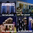 thumbnail image 6 of Kwaiffeo Christmas Lights Outdoor, Meteor Shower Lights Falling Rain Lights 12 inch 8 Tube Snow Falling Icicle Cascading Lights for Xmas Tree Halloween Decoration Wedding Party, UL Plug, White, 6 of 11