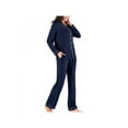 thumbnail image 1 of 2 Piece Women's V-neck Long Sleeve Trousers With Pocket Button-up Sleepwear Pajamas Suit, 1 of 6