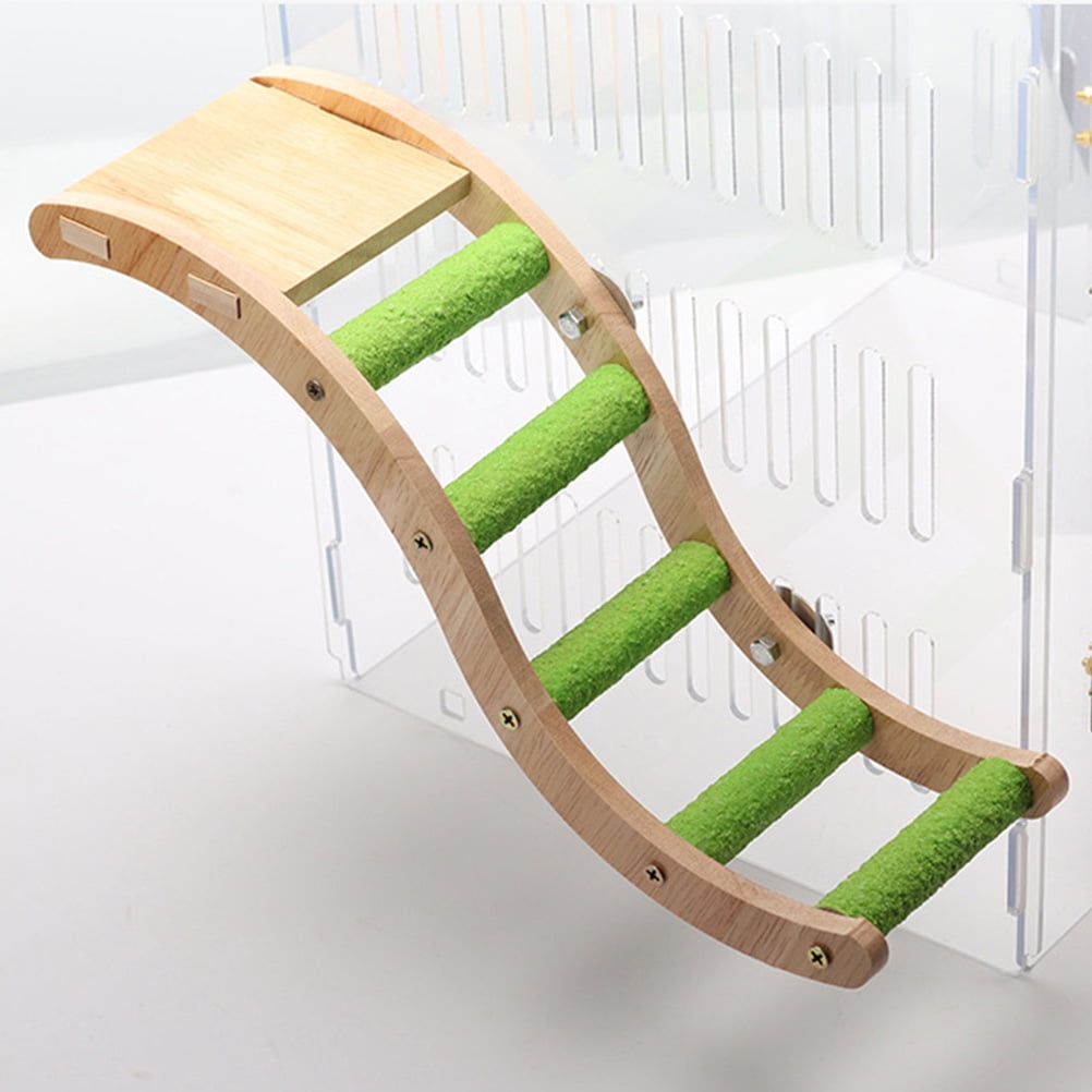 HEATSHAKING 2Pcs Parrot Ladder Plaything Khaki Wooden Bird Cage Accessories for Pet Activity
