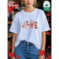 thumbnail image 1 of Happy Valentine's Day" Love-Themed T-Shirt for Women - Ice Cream & Chocolate Pattern, Casual Round Neck Short Sleeve Tee, 100% Pure, Ideal for Spring/Summer Tee For Adult, Men, Women, Teen, Teenager, 1 of 5