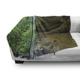 thumbnail image 3 of Nature Soft Flannel Fleece Throw Blanket, Canyon Michigan Caves Memorial Falls in the Forest Eco Foliage Picture, Cozy Plush for Indoor and Outdoor Use, 50" x 70", Army and Fern Green, by Ambesonne, 3 of 6