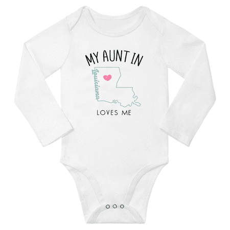

My Aunt In Louisiana Loves Me Baby Long Short Sleeve Romper Bodysuits 18-24 Months