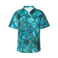 thumbnail image 1 of Fotbe Square Glass Mosaic Camisa Hawaiana para Hombre Unisex – Camisa Casual de Verano con Botones de Manga Corta de Algodón y Lino,X-Large, 1 of 7