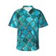 thumbnail image 1 of Balery Square Glass Mosaic Camisas hawaianas de manga corta para hombre, camisas playeras de corte holgado, camisas de vacaciones con botones,3X-Large, 1 of 7