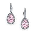 thumbnail image 2 of Bling Jewelry Womens Classic 7CT Pink Halo CZ Large Teardrop Earrings Hinge Clip Closure, 2 of 7