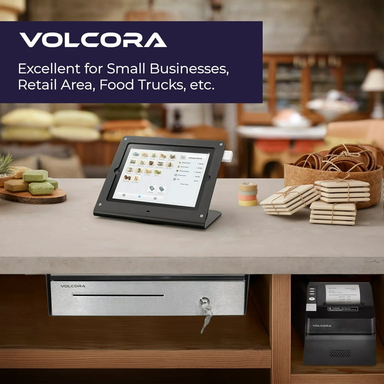 Volcora Cash Register Drawer with Under Counter Mounting Metal Bracket -  16 Black Cash Drawer for POS, 5 Bill 6 Coin Cash Tray, Removable Coin