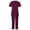 Wine, variant on BiZtdJrK Scrub 2 Piece Outfits for Women Short Sleeve V Neck Scrubs Tops and Pants Sets Stretch Nursing Uniform with Pockets Birthday Gift Gray L