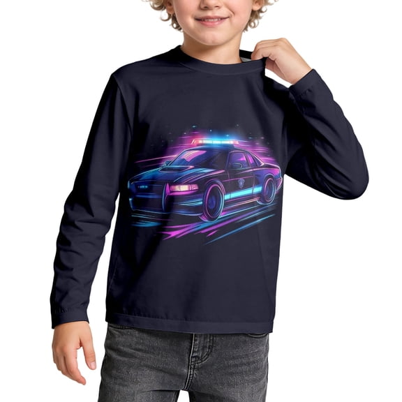 Byoo Little Boys Summer Long Sleeve T-Shirt Neon Car Graphic Long Sleeve Tee Shirts Outdoor Tee Top