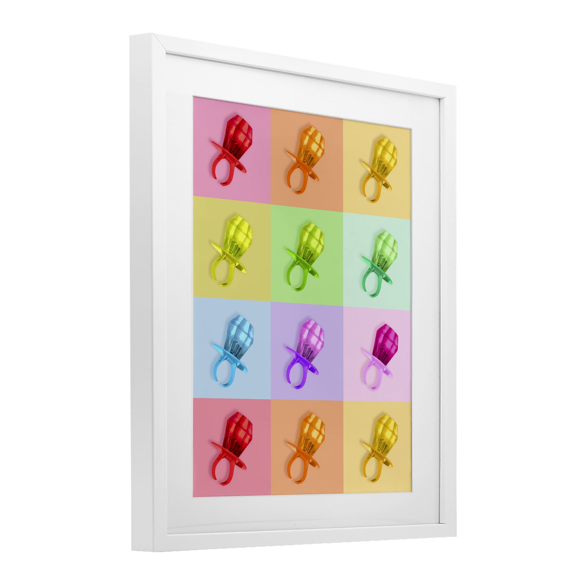 Stupell Industries Candy Gem Pop Grid White Framed Print Under Glass, design by LISH Creative
