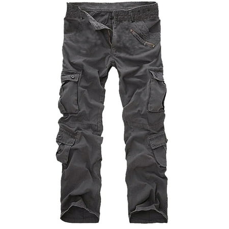 

Dadaria Cargo Pants Men Baggy High Waist Men Cotton Multi with Pocket Outdoors Work Trouser Cargo Long Pants Gray 30 Female