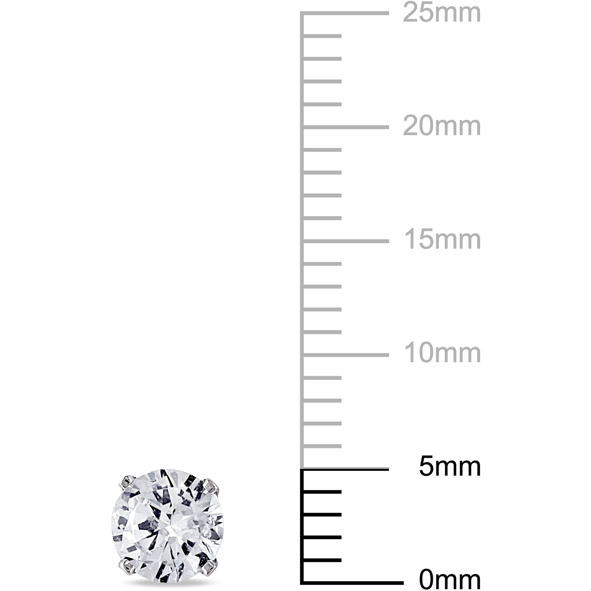 1-1/5 Carat T.G.W. Created White Sapphire 10kt White Gold Solitaire Earrings - image 2 of 4