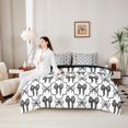thumbnail image 4 of Manfei Girls Kawaii Ribbon Bowknot Bedding Comforter Set 7-Piece,Kids Teens Geometric Plaid King Bedding Sets,Black Reversible,Super Cozy Room Decor, 4 of 7