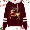 thumbnail image 1 of WILLBEST Sweat à Capuche pour Femmes et Hiver Mode Noël Nœud Rouge Imprimé Cerf avec Cordon de Serrage Accessoire, 1 of 4