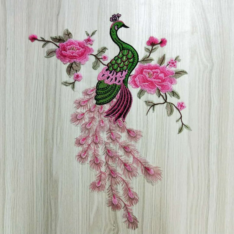 GROFRY Embroidery Sewing Applique Peacock Flower Pattern Embroidery DIY  Sewing Lace Clothes Decor