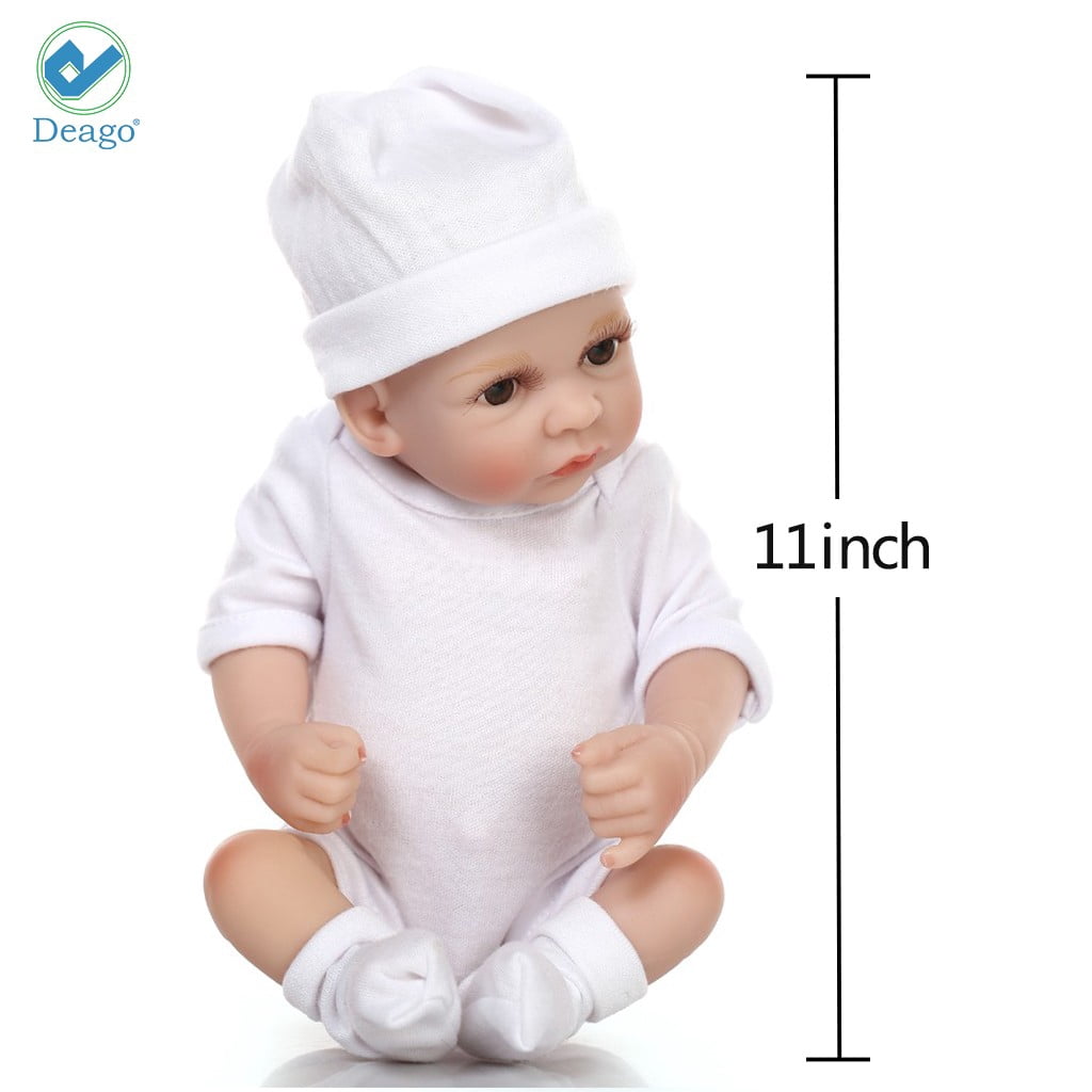 Deago Reborn Newborn Baby Realike Doll Handmade Lifelike Silicone Vinyl Weighted Alive Lovely Cute Doll Gifts 11" (Boy)
