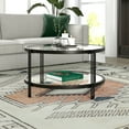 thumbnail image 2 of Evelyn&Zoe Inez 32" Wide Round Coffee Table with Glass Shelf in Blackened Bronze, 2 of 8