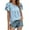 Blue, variant on Njoeus Womens Tops Summer Dressy Blouse Casual Round Neck Ruffle Short Sleeve Pom Shirts Top S-XL