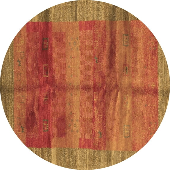 Ahgly Company Indoor Round Abstract Brown Contemporary Area Rugs, 8' Round