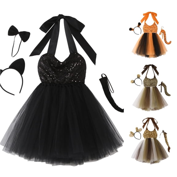 Zylarhe Girls Dresses Toddlers Halloween Witch Fancy Party Dress Set with Hat Black 8-10 Years