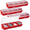 thumbnail image 1 of 4 Pcs Screw Organizers and Storage Bins with Locks Plastic Hardware Organizer Box with Compartment Bolt Organizer Red, 1 of 5
