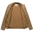 thumbnail image 4 of Chrisuno Men's Light Hooded Coat Cotton Military Casual Stand Collar Windbreaker Field Army Jacket Khaki L, 4 of 5