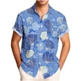 thumbnail image 1 of Mens Casual Manga Corta Botón Abajo Camisas Impresas Turndown Cuello Blusa, Top de Moda de Verano para el Uso Diario, 1 of 6