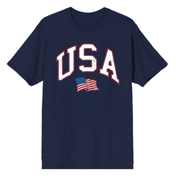 USA American Flag Adult Navy Blue Short Sleeve Tee