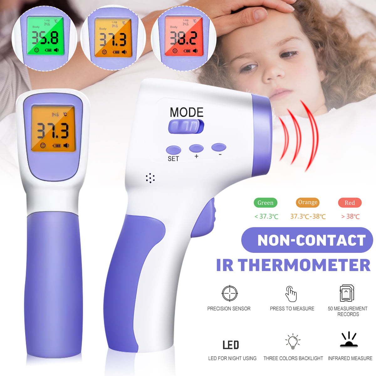 Temp Meter Handheld Forehead Thermometer No Touch Body IR Temperature Gun Baby
