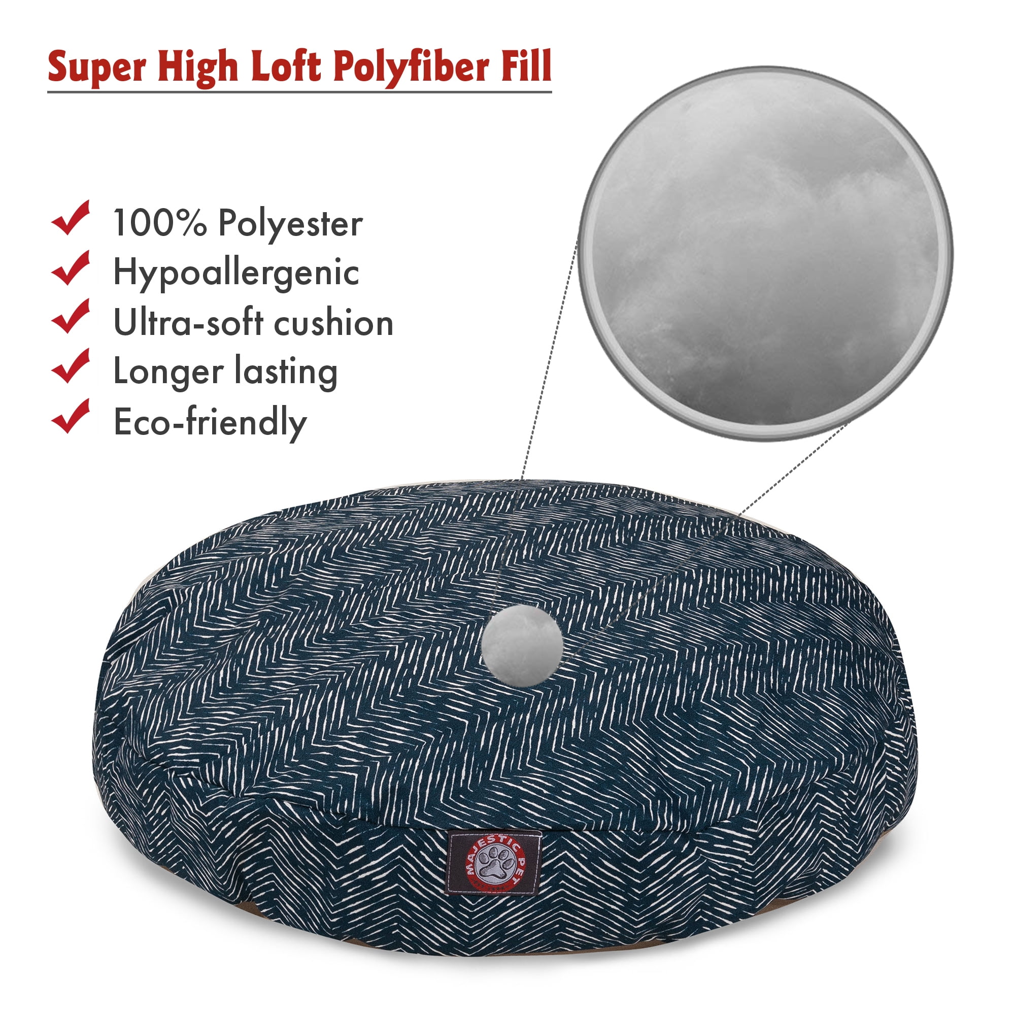Majestic Pet | South West Round Pet Bed for Dogs, Removable Cover, Navy Blue, Small