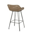 thumbnail image 5 of Pondway Outdoor Wicker and Iron Barstools with Cushion, Set of 4, Light Brown and Beige, 5 of 12