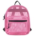 thumbnail image 2 of Solid Color Mini Mesh Backpack with Front Zippered Pocket in Pink, 2 of 7