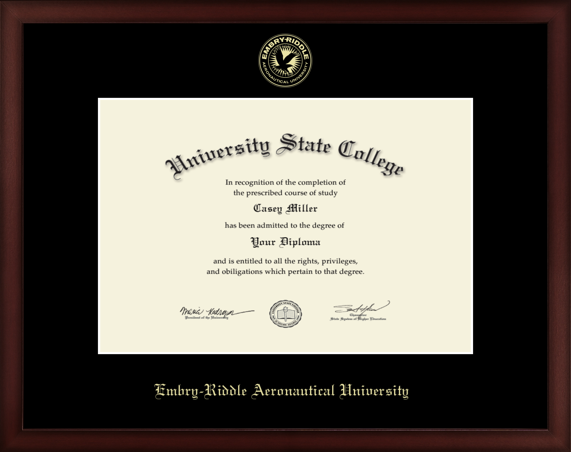 EmbryRiddle Aeronautical University PhD Diploma Frame