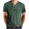 thumbnail image 1 of pstuiky Mangas cortas para hombre, Blusa de manga corta con cuello vuelto, bolsillos y botones de colores lisos para hombre camisetas de hombre s, 1 of 8