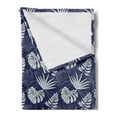 thumbnail image 2 of Leaves Soft Flannel Fleece Throw Blanket, Hawaiian Flora Tropical Rainforest Monstera Leaves on Stripes, Cozy Plush for Indoor and Outdoor Use, 70" x 90", Violet Blue Coconut, by Ambesonne, 2 of 5