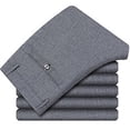 thumbnail image 5 of Rexolia Mens Classic Fit Dress Pants Vintage Straight Leg Side Pockets Business Casual Trousers Gray 32, 5 of 5