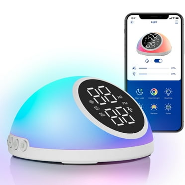 Timer Alarm Clock Night Light, Bedside Alarm Clock Adjustable Brightness, Digital Alarm Clock White Noise, App Control