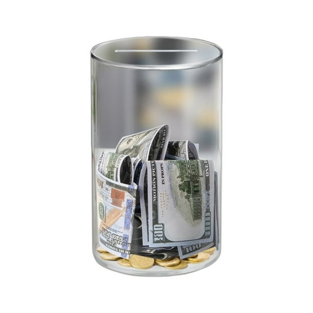 Cilindro para banco de dinero, transparente, unidireccional, estilo acrílico, Depo
