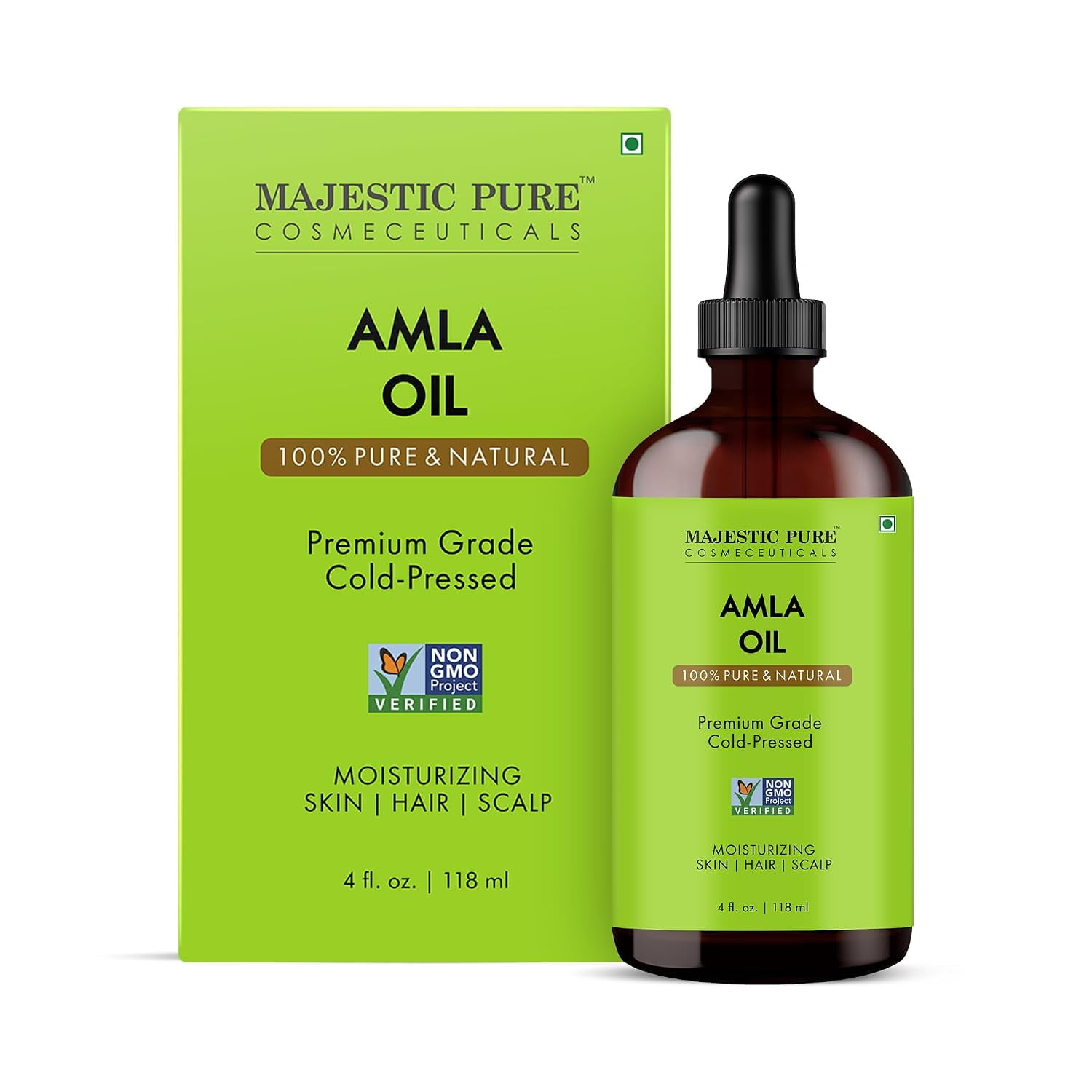 Majestic Pure Amla Oil, 100% Pure & Natural, 4 Fl Oz | Ayurvedic Hair & Scalp Oil for Softness, Shine, Dry Hair Care & DIY Beauty Blends