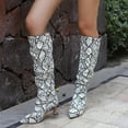 thumbnail image 3 of Oyedens Kitten Heel Knee High Boots for Women Fashion Snakeskin Leather Slouchy Wide Calf Booties, 3 of 5