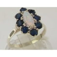 thumbnail image 2 of LBG British Made Solid 14k White Gold Natural Opal & Sapphire Womens Anniversary Ring - 33 size options - Size 12, 2 of 3