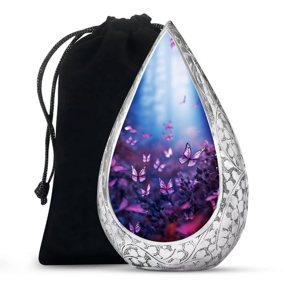 JAGSHASHI Butterfly - Decorative Urns - Urns For Human Ashes Large - Funeral Cremation Urns For Ashes - Cremation Urn - Human Remains Urns - Metal Urn - 10 Inch - Large