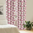 thumbnail image 2 of Ambesonne Almond Blossom Window Curtains, Oriental Flower, Each 28" W x 84" L, Pink Green and White, 2 of 4