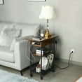 Noahas End Table with Charging Station, Flip Top Side Table with USB