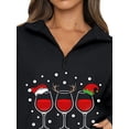 thumbnail image 4 of DYMADE Women Christmas Printed Casual Zipper Lapel Sweatshirt Top, 4 of 4