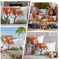 thumbnail image 5 of Orange Tree Fall Outdoor Waterproof Pillow Covers, Vintage Teal Truck Thanksgiving Pumpkin Decorative Square Throw Pillowcase Sofa Cushion Sham for Patio/Couch/Chair, 24"x24" 2 Pack, 5 of 8