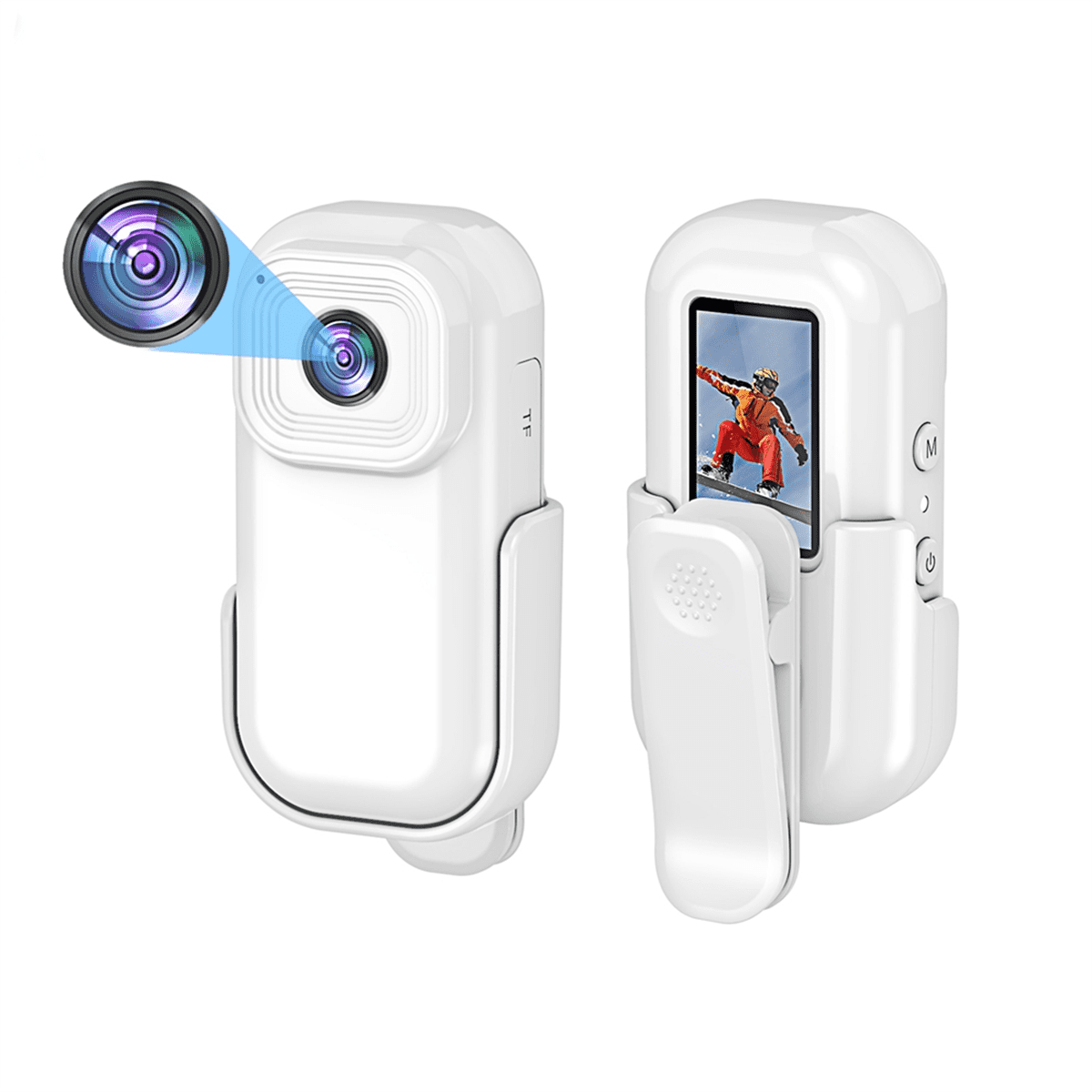 1080P Mini Wifi Camera Portable Body Camera Action Cam Sport DV with Screen Video Recording Camera Back Clip - White