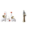 thumbnail image 1 of Esculturas de familia de elefantes y figuras de damas tribales africanas, estatuas de animales, artesanías para escritorio, sala de estar, dormitorio,, 1 of 8