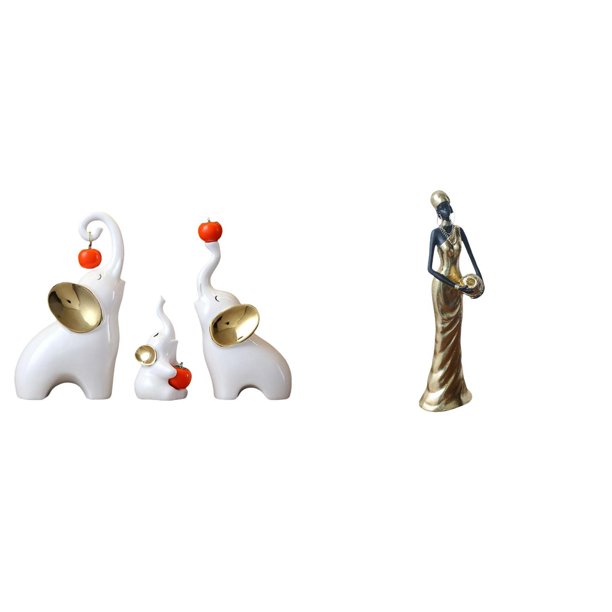 Esculturas Familiares De Elefantes Y Figuras De Damas Tribales Africanas, Estatuas De Animales, Artesanías Para Escritorio, Sala De Estar, Dormitorio, Decoración Ligera Y Decorativa Para El