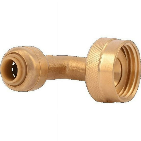 Push-Fit Elbow Fitting, 1/4 in x 3/4 in GHT Tube Size, Brass, Brass